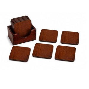Wooden Tea & Coffee <b>Coasters</b> Set of 6 | Natural Wood <b>Drink</b> <b>Coaster</b> Set for Dining Table Office Home Kitchen Decor - Product Image 1
