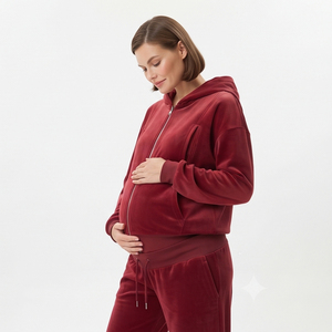 Ensemble de survêtement en velours avec fermeture éclair pour femme, idéal pour l'hiver, l'allaitement et la grossesse - Product Image 3