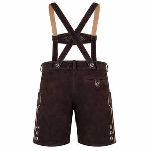 <b>Men's</b> Bavarian Vintage <b>Leather</b> Material High Waist Embroidered Floral Pattern Breathable Button Fly Bermuda Length Casual <b>Shorts</b> - Product Image 4