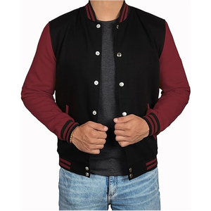 Wholesale Custom Logo Chenille Embroidery Patch Baseball Jackets for <b>Men</b> Stand Collar Vintage Letterman Style by Pakistan - Product Image 5