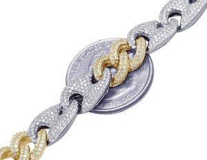 Bracelet pour homme en argent sterling plaqué rhodium, style chaîne cubaine, entièrement serti de moissanite taille ronde de qualité supérieure, design de luxe - Product Image 3