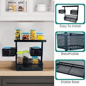 Estante de Almacenamiento de Metal Negro de 3 Niveles para Baño, Organizador de Estantes - Product Image 5