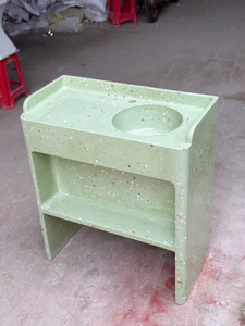 Lavabo de Pie Rectangular de Piedra Terrazo Verde TOPCENT HARDWARE con Estante Abierto, Moderno, Duradero y Fácil de Limpiar - Product Image 3