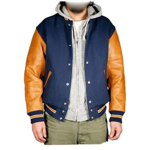 Chaqueta Varsity con Logotipo Personalizado, Mangas de Cuero, Bordado Negro, Chaqueta Universitaria de Béisbol para Parejas, Chaqueta Letterman Varsity para Hombre - Product Image 5