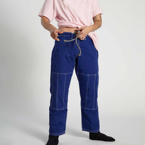 Shorts d'arts martiaux mixtes unisexes en spandex bleu, coupe régulière, séchage rapide, respirant, 220g, avec cordon de serrage et poches - Product Image 4