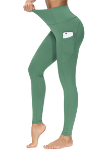 Women's Thick High Waist Knitted Yoga Pants with Pockets <b>Tummy</b> <b>Control</b> Workout Running Leggings for Women - Product Image 4