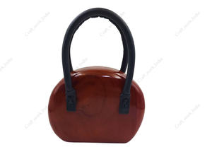 Luxury Round Wooden Clutch Handbag with Arch Handle Designer Evening Party Wedding Hard Case Statement <b>Bag</b> - Product Image 4