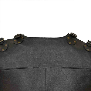 Gilet d'hiver en cuir PU pour homme, style motard, col en V, fermeture éclair, taille ajustable, coupe classique, imprimé, séchage rapide, anti-plis - Product Image 3