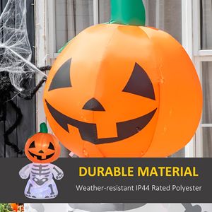 Decorazioni di Halloween da Esterno 6ft, Scheletro Sorridente con Zucca e Luce LED, Fantasma Gonfiabile Rotante per Decorazioni Festive da Giardino - Product Image 6