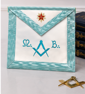 French Rite M:. B:. Apron French Rite Master Mason Apron High Quality Lambskin Or Satin Ceremonial Regalia Gold Embroidery - Product Image 5