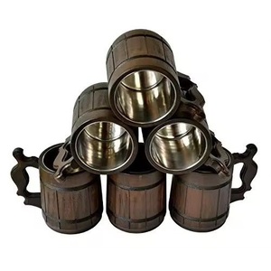 Jarras de Cerveza de Madera Decorativas de Primera Calidad con Acabado Natural, Hechas a Mano, Estilo Clásico - Product Image 2