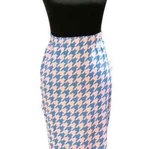 Jupe crayon pied-de-poule taille haute moulante mi-longue pour femme Jack and Jill – Tenue de bureau élégante, coupe ajustée, vente en gros sur mesure - Product Image 4