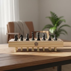Jeu d'échecs en bois artisanal moderne de luxe, personnalisé, professionnel, avec plateau Staunton, pliable et portable, avec boîte de rangement. - Product Image 6