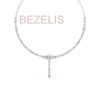 Collar de diamantes cultivados en laboratorio, collar de diamantes CVD tipo tenis, colgante de diamantes de forma ovalada, collar de joyería fina moderna. - Product Image 4