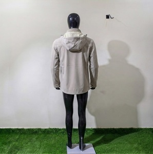 Mens Waterproof Soft Shell Hiking Jacket Stand Collar Canvas Print Full <b>Zip</b> <b>Hooded</b> Outdoor Sportswear - Product Image 2