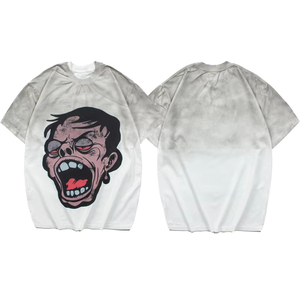 T-shirt formel blanc surdimensionné pour homme, 100 % coton, manches courtes, col roulé, logo frontal tricoté avec motif, séchage rapide - Product Image 1