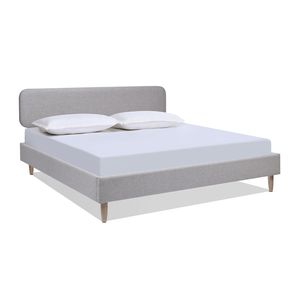 Letto King Size con Piattaforma Imbottita in Poliestere Grigio Chiaro, Design Moderno a Profilo Basso - Product Image 6