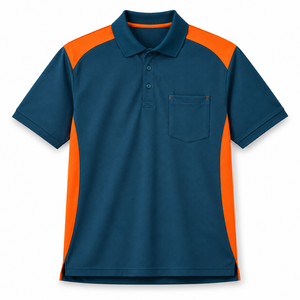 Polo à manches courtes bordeaux et gris clair avec poche poitrine et empiècements contrastants, uniforme de personnel, uniforme d'équipe, patte de boutonnage - Product Image 3