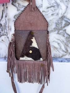 Elegante bolso de mano cruzado de piel de vaca con cabestrillo de pelo a la moda en cuero de piel de imitación monedero con flecos regalo de cuero - Product Image 5