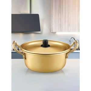 Heavy Duty Metal Warm Toned Casserole Dish with Polished Finish and Strong Handles & Silicon <b>Black</b> <b>Knob</b> - Product Image 3