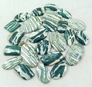 Wholesale Radha Arts Natural Green White River Jasper Cabochon Loose Oval Cut Gemstone Rajasthan for Jewelry Making Bulk Product - Product Image 3