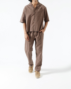 Chemise décontractée pour homme en flanelle, boutonnée, personnalisable (ODM), 100 % coton, manches trois-quarts, avec tissu satiné - Product Image 2