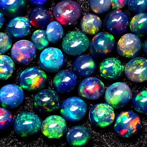Natural Ethiopian Black <b>Opal</b> Round 5mm Cabochon Loose Gemstone For Jewelry Making Indian Wholesale Bulk Factory Price Supplies - Product Image 6