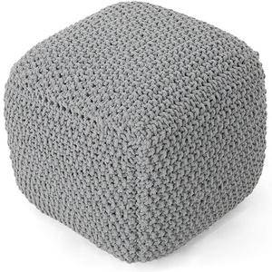 Cotton Knitted Square Pouf Living Room Furniture Home <b>Stool</b> & Ottoman Modern Contemporary home textile - Product Image 1