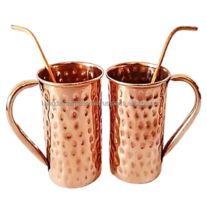 Mug en cuivre pur martelé avec poignée et finition polie pour la boisson et l'utilisation en cuisine, mug en cuivre anti-fuite - Product Image 3