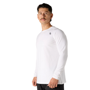 T-shirt de performance à manches longues pour homme, blanc, respirant, léger, pour l'entraînement et la salle de sport - Product Image 3