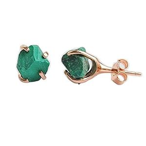 Boucles d'oreilles en malachite de style classique faites à la main 5-7mm plaqué or rose pierres précieuses brutes bijoux en vrac pour femmes - Product Image 1