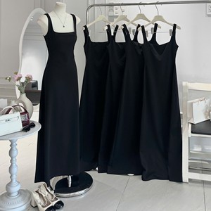 Robe longue sans manches pour femme, col carré, coupe ajustée, style coréen, élégante, minimaliste, respirante, écologique, unie, pour le quotidien - Product Image 2