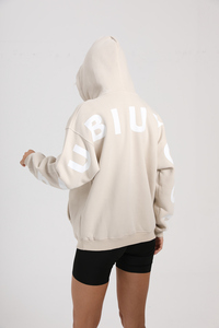 Sweat à capuche en molleton oversize pour femme, personnalisé 2024, à épaules tombantes, avec logo imprimé en grandes lettres et logo brodé, décontracté, hiver - Product Image 6
