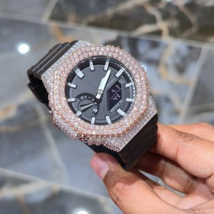 Reloj Digital con Incrustaciones de Diamantes, Movimiento de Cuarzo, Resistente al Agua 20 Bar, Reloj de Pulsera Unisex con Bisel de Rodio para Ropa Urbana - Product Image 5