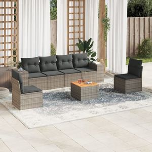 Ensemble de canapé de jardin modulaire en rotin PE gris 7 pièces, confort moderne pour l'extérieur - Product Image 1