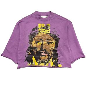 Camiseta gráfica estampada para hombre, camiseta de media manga 100% de algodón pesado para hombre, camiseta Unisex recortada con dobladillo curvo crudo - Product Image 3