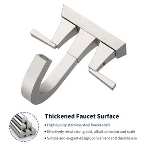Rubinetto per lavabo bagno a 2 maniglie, interasse 4 pollici, finitura nichel spazzolato, miscelatore con foro di scarico e troppopieno, con 2 ingressi per l'acqua - Product Image 2