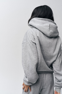 Women's 400gsm Cotton Fleece <b>Tracksuit</b>, Oversized Blank Hoodie and Sweatpants Set, Grey color women's <b>tracksuit</b> Private label - Product Image 6