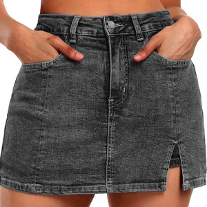 Jupe cargo en jean à poches multiples personnalisée pour femmes avec fente meilleures ventes jupes en coton pour femmes en matériaux durables - Product Image 1