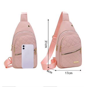 Unisex Quilted Crossbody Chest Bag Korean Fashion Nylon Shoulder Belt Waterproof Casual Large Capacity Waist <b>Pillow</b> <b>Shape</b> - Product Image 5
