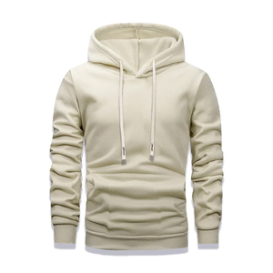 Sudadera con Capucha Beige Crema al por Mayor para Hombre, Sudadera Lisa de Forro Polar, Estilo Casual Holgado, Ropa Urbana - Product Image 1