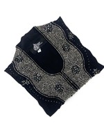 Abaya noire en polyester brodée, légère, col rond, décontractée, élégante, à manches longues, longueur ras du sol, modeste, pour mariage