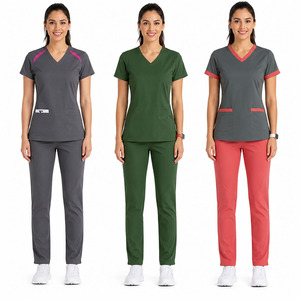 Ensemble de blouses médicales personnalisées pour femmes, col en V, uniforme d'infirmière, vêtements de travail extensibles pour le secteur de la santé - Product Image 1