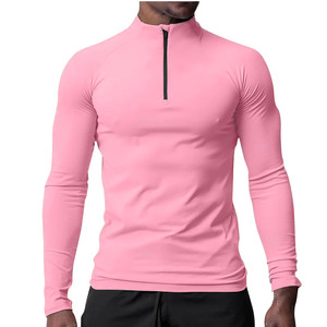 Camisetas Deportivas de Manga Larga para Baloncesto, Deportes al Aire Libre, Tejido Sólido, Media Cremallera, Poliéster, Camisetas Informales - Product Image 3