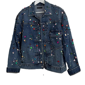 High Quality Men's Custom Winter Outdoor Denim <b>Jacket</b> 100% Cotton <b>Rhinestone</b> Waterproof Breathable Quick Dry Windproof Crew Neck - Product Image 6