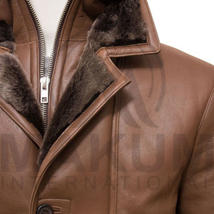Nouveau Manteau d'Hiver pour Homme en Cuir de Mouton de Haute Qualité, Style Élégant, Long Manteau en Fourrure Marron avec Design Personnalisé et Matériaux 100% de Qualité - Product Image 3