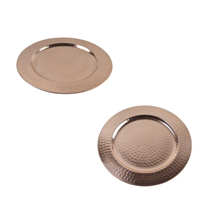 Assiette de service en cuivre, faite à la main, en métal poli, vaisselle au design moderne, décoration de fête, 13 pouces - Product Image 1