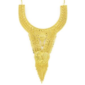 En gros, Ensemble de colliers longs de mariée turcs en or micronisé 14K, 18K, 24K, style Dubaï traditionnel, bijoux de mode en or laminé, Oro Joyeria - Product Image 5