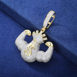 Men's 18K Gold Plated Hip Hop Pendant With Crystal Rhinestone Micro Inlay Money <b>Bag</b> <b>Charm</b> Necklace - Product Image 3