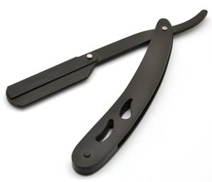 Rasoir professionnel pliant en acier inoxydable noir à bord droit pour barbier, outil de coupe de cheveux pour hommes et coiffeurs - Product Image 3